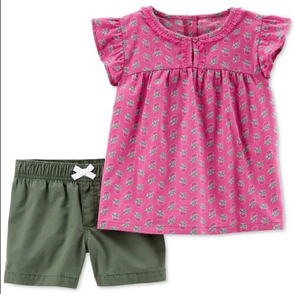 ✨2xHP✨Carter's Printed Cotton Top & Shorts Set✨